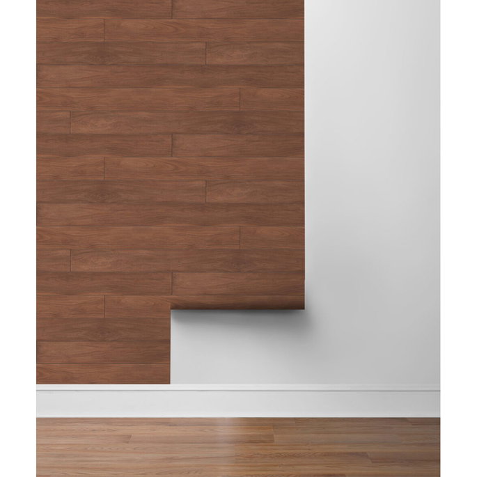 NextWall Peel &amp; Stick Teak Planks Mahogany Wallpaper image 5 of 5