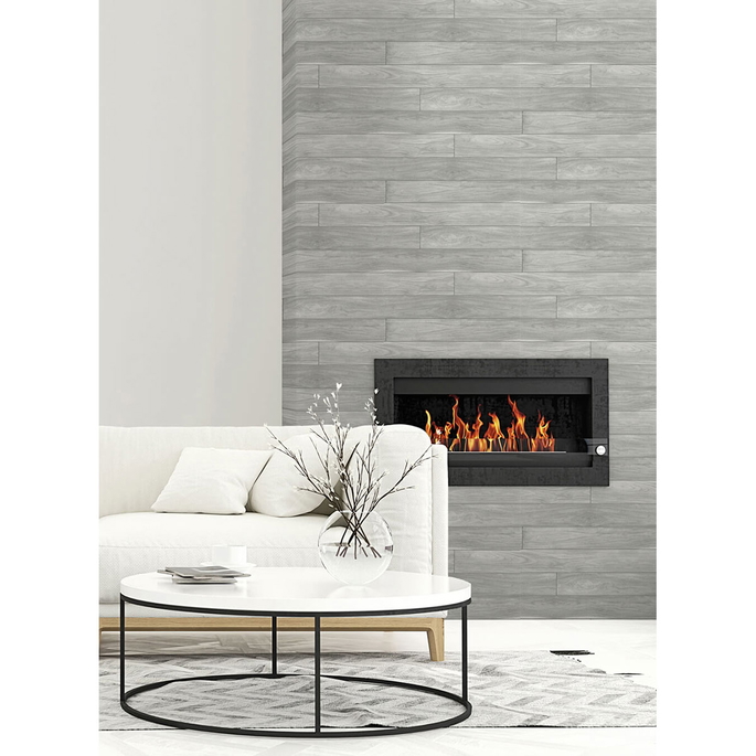 NextWall Peel &amp; Stick Teak Planks Gray Wallpaper image 3 of 5