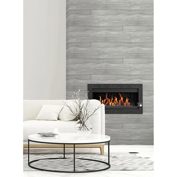 NextWall Peel &amp; Stick Teak Planks Gray Wallpaper image 3 of 5