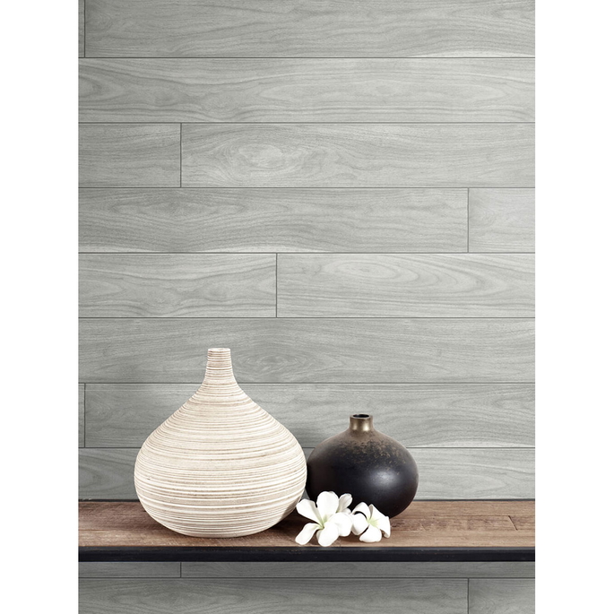 NextWall Peel &amp; Stick Teak Planks Gray Wallpaper image 4 of 5