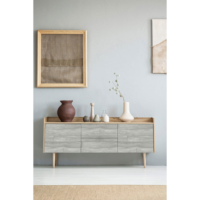 NextWall Peel &amp; Stick Teak Planks Gray Wallpaper image 5 of 5