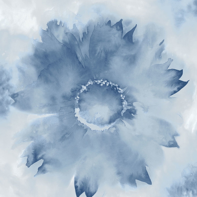 NextWall Peel &amp; Stick Watercolor Sunflower Navy Blue Wallpaper image 1 of 4