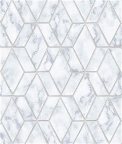 NextWall Peel & Stick Marble Tile Gray & Metallic Silver Wallpaper