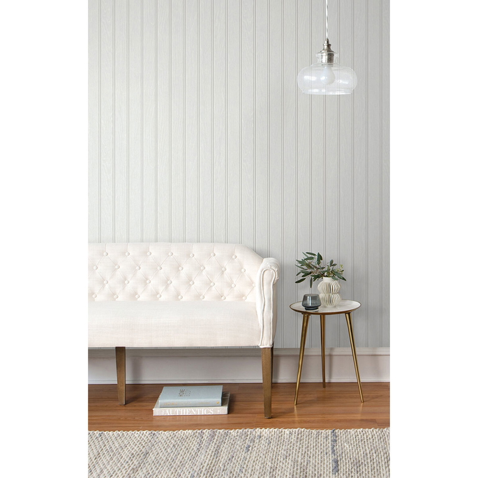 NextWall Peel &amp; Stick Beadboard Off-White &amp; Pearl Gray Wallpaper image 2 of 5