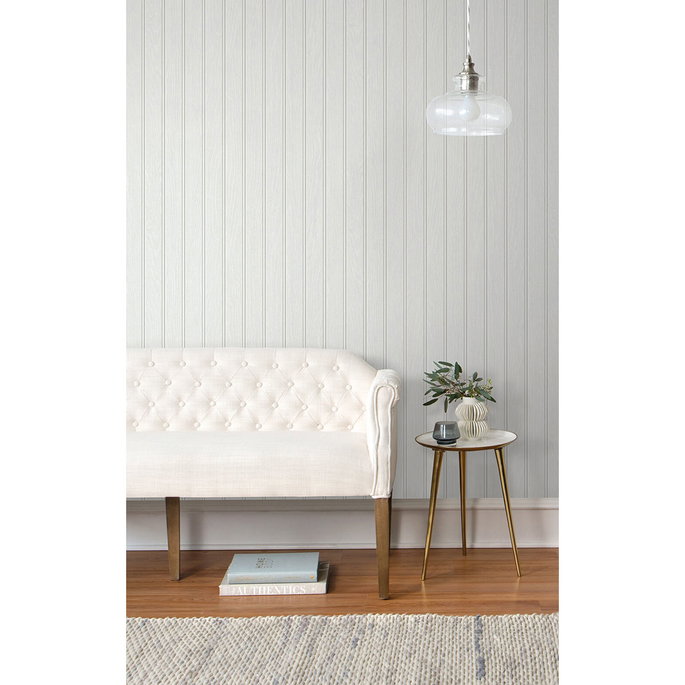 NextWall Peel &amp; Stick Beadboard Off-White &amp; Pearl Gray Wallpaper image 2 of 5