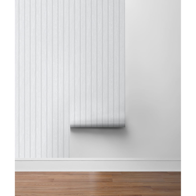 NextWall Peel &amp; Stick Beadboard Off-White &amp; Pearl Gray Wallpaper image 5 of 5