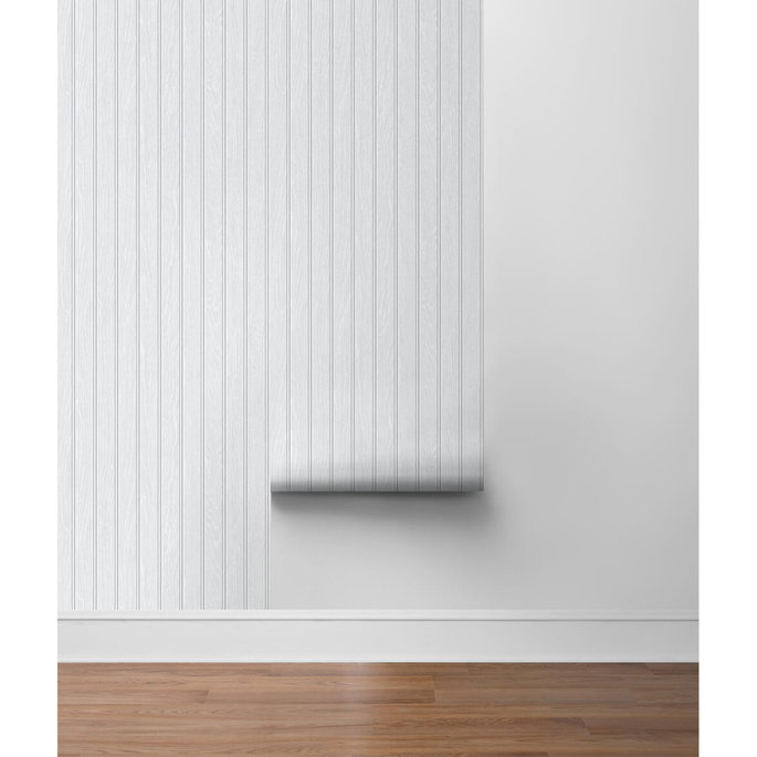 NextWall Peel &amp; Stick Beadboard Off-White &amp; Pearl Gray Wallpaper image 5 of 5