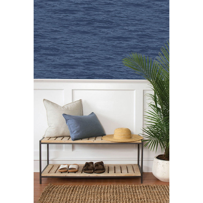 NextWall Peel &amp; Stick Serene Sea Denim Blue Wallpaper image 2 of 5