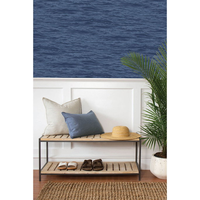 NextWall Peel &amp; Stick Serene Sea Denim Blue Wallpaper image 2 of 5