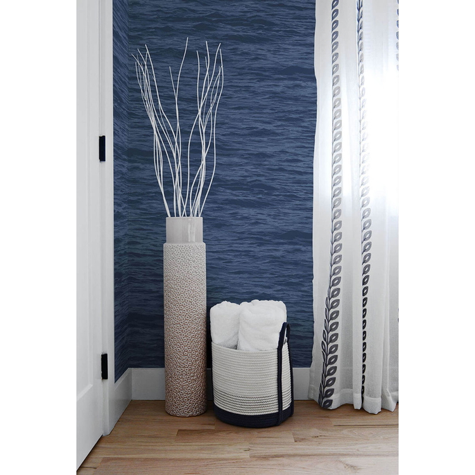 NextWall Peel &amp; Stick Serene Sea Denim Blue Wallpaper image 3 of 5