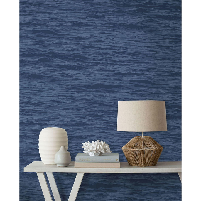 NextWall Peel &amp; Stick Serene Sea Denim Blue Wallpaper image 4 of 5