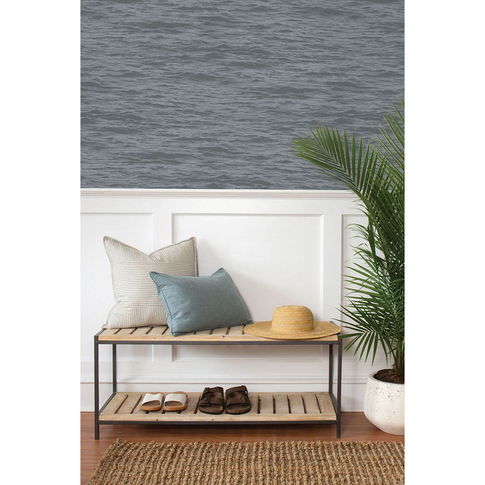 NextWall Peel &amp; Stick Serene Sea Cove Gray Wallpaper image 2 of 5