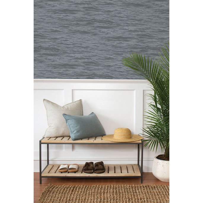 NextWall Peel &amp; Stick Serene Sea Cove Gray Wallpaper image 2 of 5