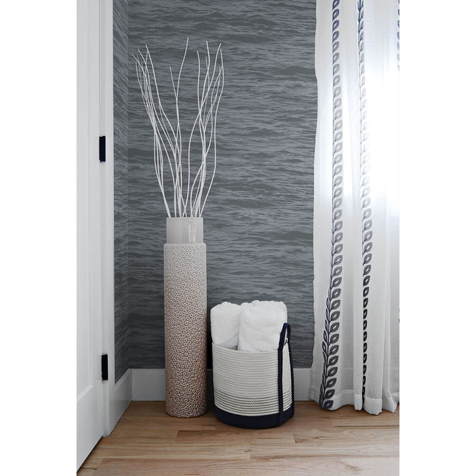 NextWall Peel &amp; Stick Serene Sea Cove Gray Wallpaper image 3 of 5