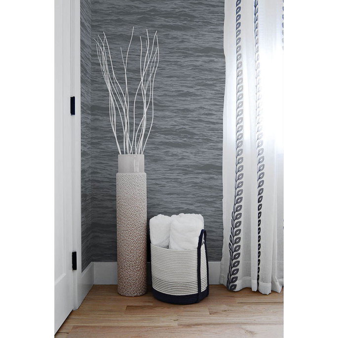 NextWall Peel &amp; Stick Serene Sea Cove Gray Wallpaper image 3 of 5