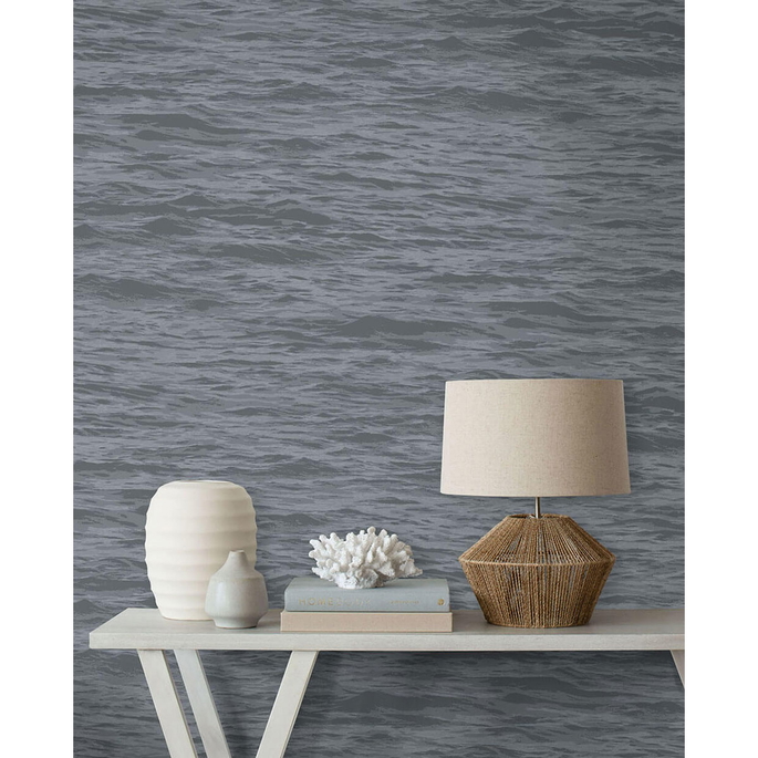 NextWall Peel &amp; Stick Serene Sea Cove Gray Wallpaper image 4 of 5