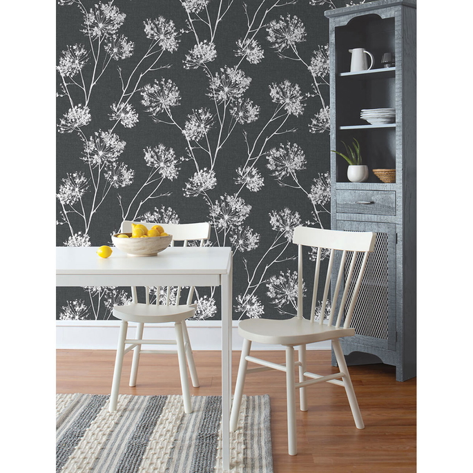 NextWall Peel &amp; Stick One O'Clocks Charcoal Wallpaper image 3 of 5