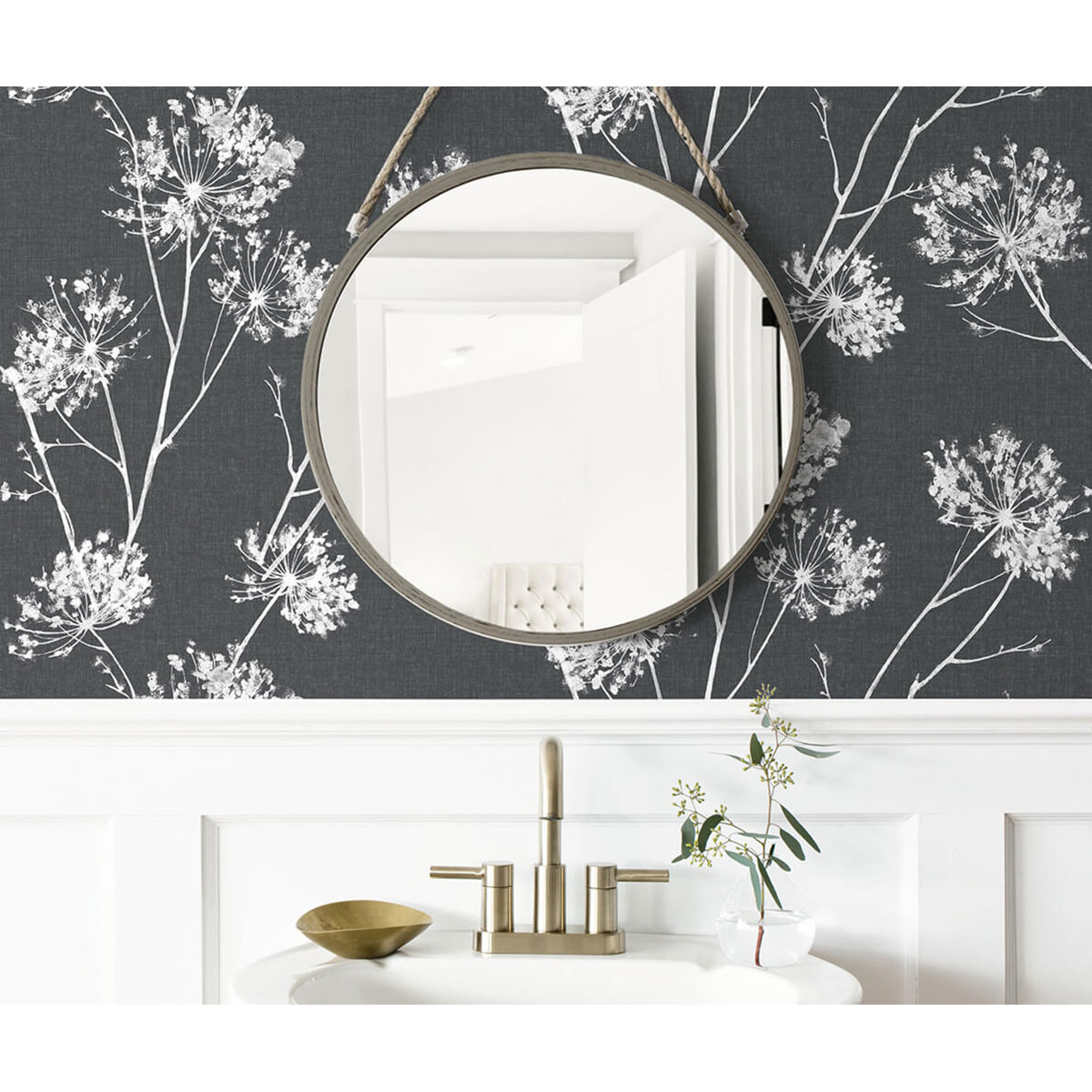 NextWall Peel & Stick One O'Clocks Charcoal Wallpaper OnlineFabricStore