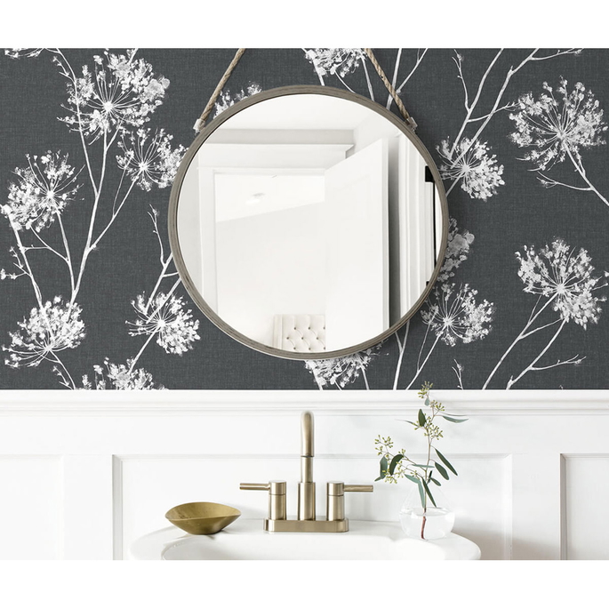 NextWall Peel &amp; Stick One O'Clocks Charcoal Wallpaper image 4 of 5