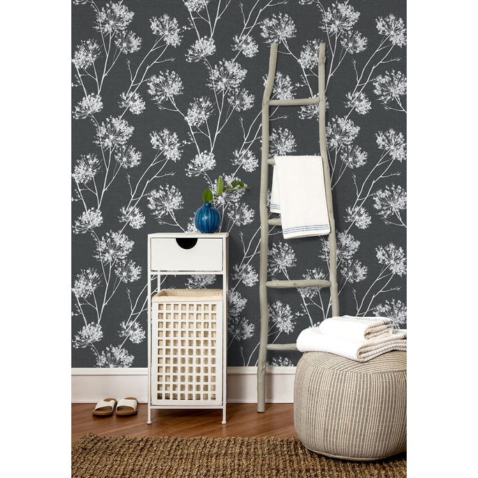 NextWall Peel &amp; Stick One O'Clocks Charcoal Wallpaper image 5 of 5