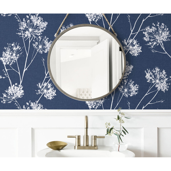 NextWall Peel &amp; Stick One O'Clocks Denim Blue Wallpaper image 4 of 5