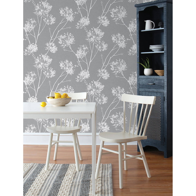 NextWall Peel &amp; Stick One O'Clocks Cove Gray Wallpaper image 3 of 5