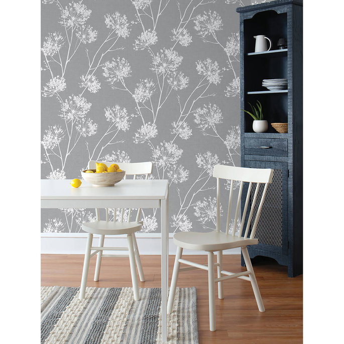 NextWall Peel &amp; Stick One O'Clocks Cove Gray Wallpaper image 3 of 5