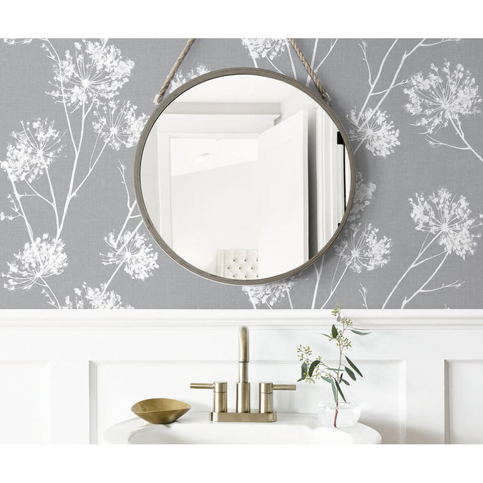 NextWall Peel &amp; Stick One O'Clocks Cove Gray Wallpaper image 4 of 5