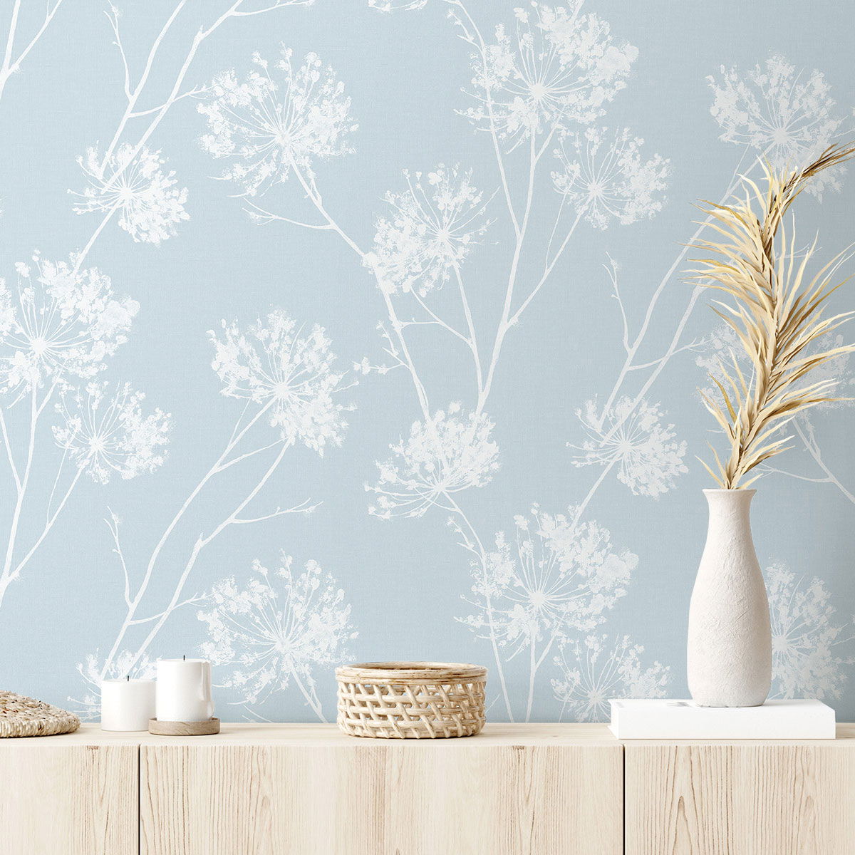 NextWall Peel & Stick One O'Clocks Light Blue Wallpaper OnlineFabricStore