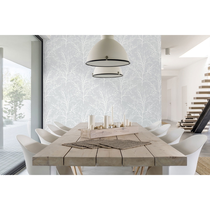NextWall Peel &amp; Stick Tree Branches Daydream Gray Wallpaper image 3 of 5