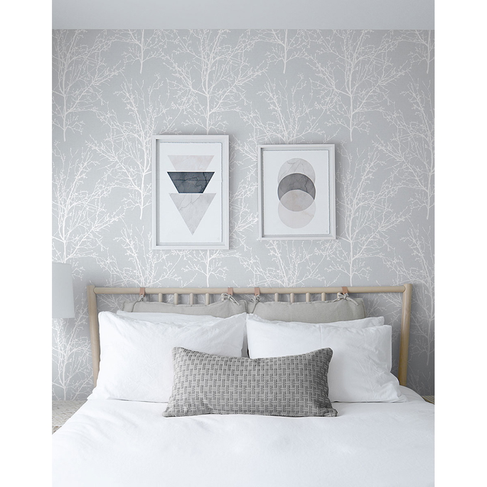 NextWall Peel &amp; Stick Tree Branches Daydream Gray Wallpaper image 4 of 5