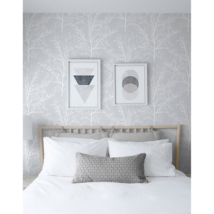 NextWall Peel &amp; Stick Tree Branches Daydream Gray Wallpaper image 4 of 5