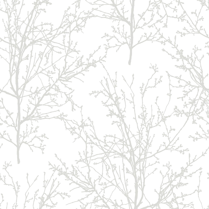 NextWall Peel &amp; Stick Tree Branches Pearl Gray Wallpaper image 1 of 5