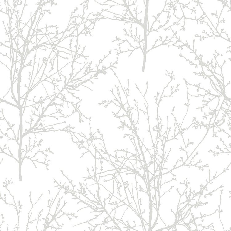 NextWall Peel & Stick Tree Branches Pearl Gray Wallpaper
