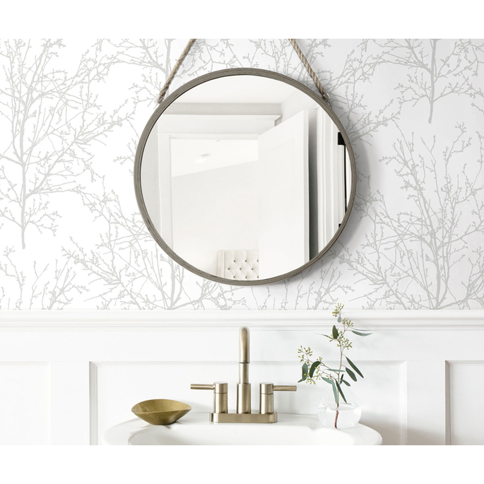 NextWall Peel &amp; Stick Tree Branches Pearl Gray Wallpaper image 2 of 5
