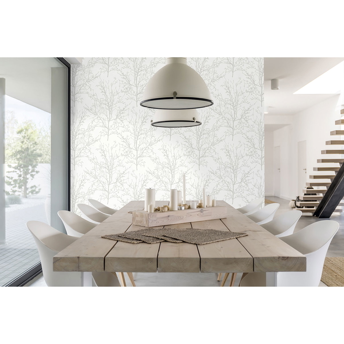 NextWall Peel &amp; Stick Tree Branches Pearl Gray Wallpaper image 3 of 5