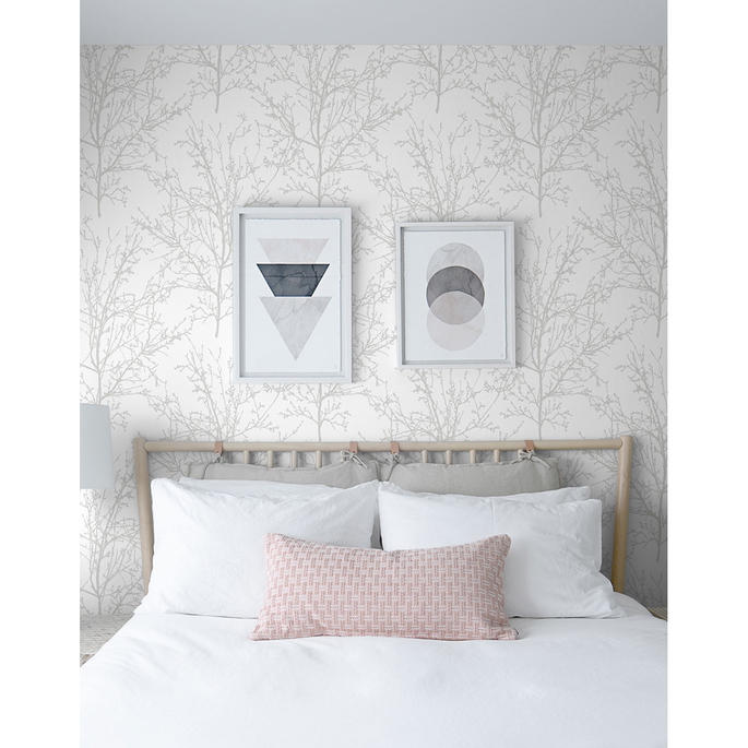 NextWall Peel &amp; Stick Tree Branches Pearl Gray Wallpaper image 4 of 5