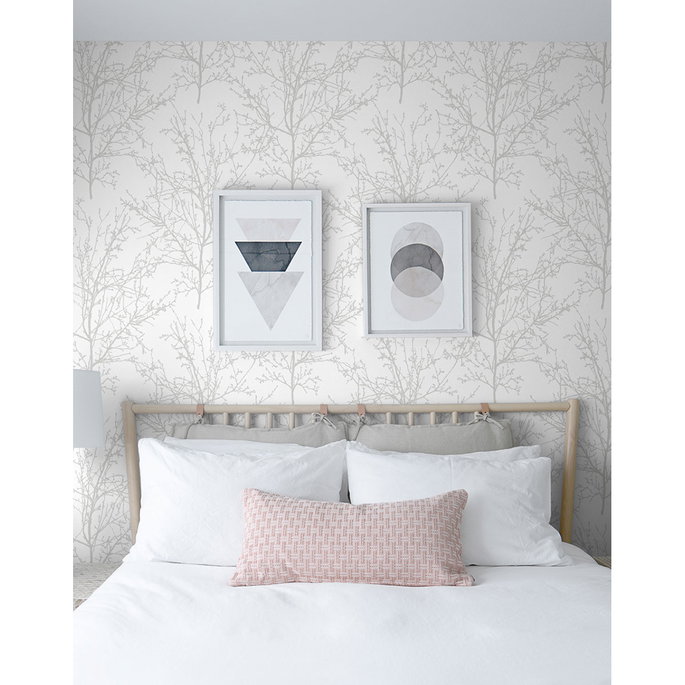 NextWall Peel &amp; Stick Tree Branches Pearl Gray Wallpaper image 4 of 5