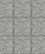NextWall Peel & Stick Faux Embossed Tile Metallic Silver & Charcoal Wallpaper