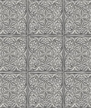 NextWall Peel & Stick Faux Embossed Tile Metallic Silver & Charcoal Wallpaper