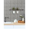 NextWall Peel & Stick Faux Embossed Tile Metallic Silver & Charcoal Wallpaper - Image 3