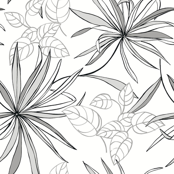 NextWall Peel &amp; Stick Spider Plants Grayscale Wallpaper image 1 of 5