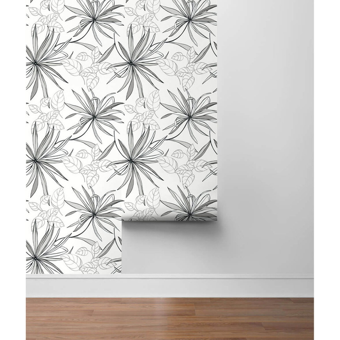NextWall Peel &amp; Stick Spider Plants Grayscale Wallpaper image 5 of 5
