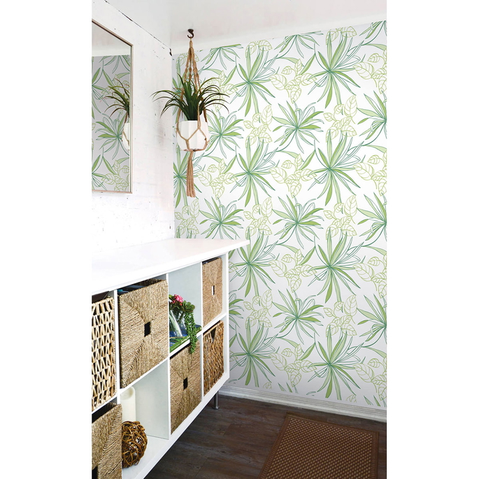 NextWall Peel &amp; Stick Spider Plants Green Wallpaper image 2 of 5