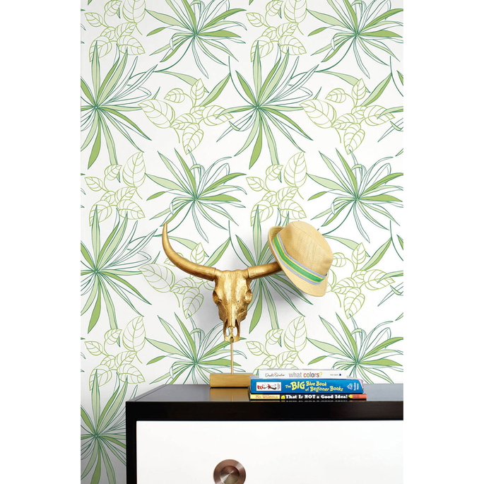 NextWall Peel &amp; Stick Spider Plants Green Wallpaper image 3 of 5