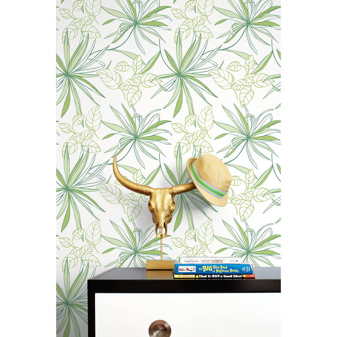 NextWall Peel &amp; Stick Spider Plants Green Wallpaper image 3 of 5