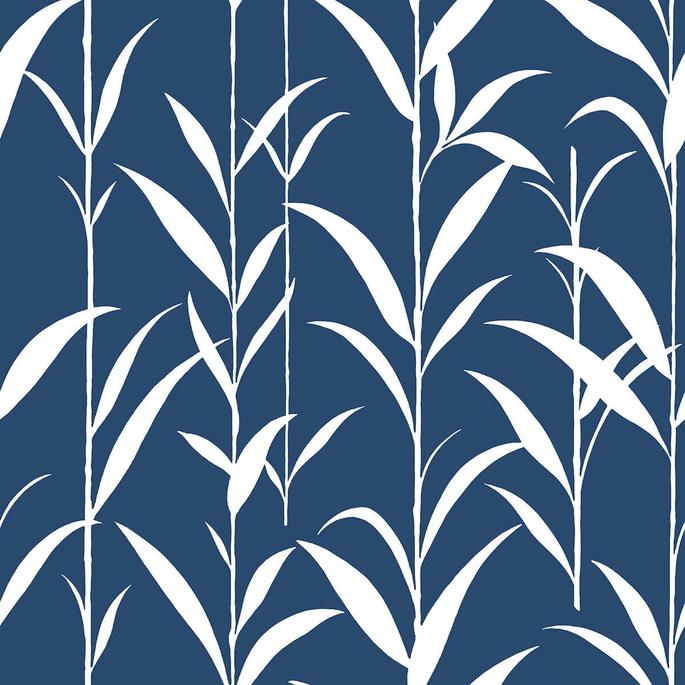 NextWall Peel &amp; Stick Bamboo Leaves Navy Blue Wallpaper image 1 of 5