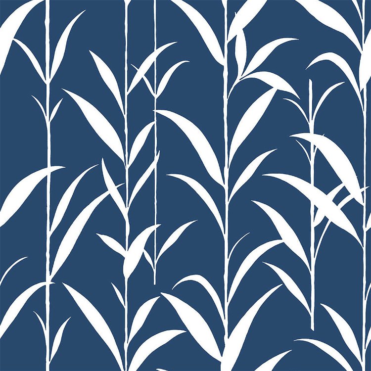 NextWall Peel & Stick Bamboo Leaves Navy Blue Wallpaper