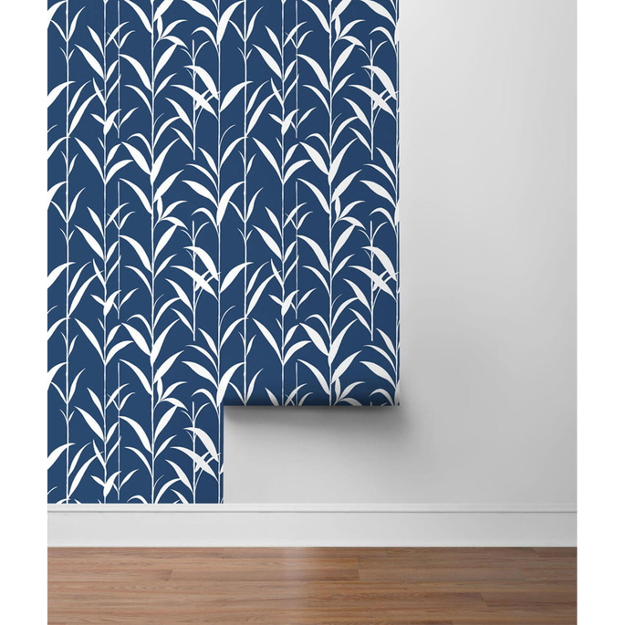 NextWall Peel &amp; Stick Bamboo Leaves Navy Blue Wallpaper image 5 of 5