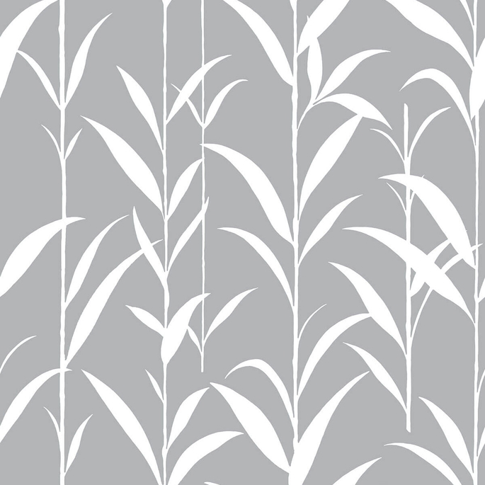 NextWall Peel &amp; Stick Bamboo Leaves Gray Wallpaper image 1 of 4